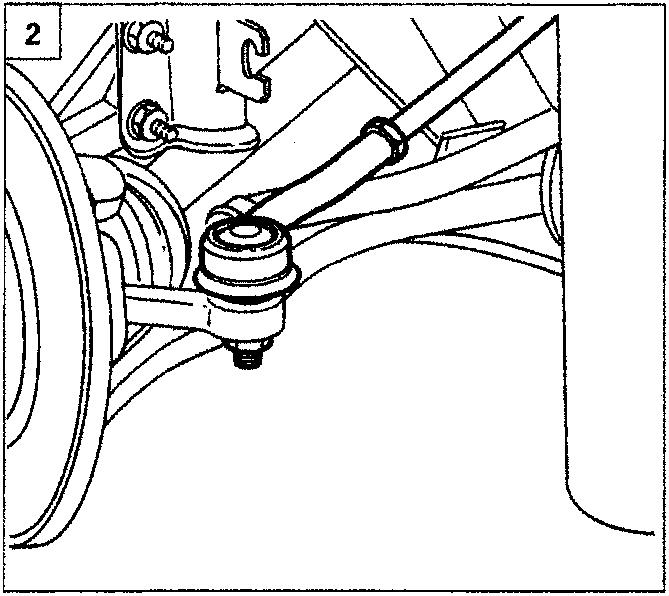Illustrates tie rod end connection to steering rack and knuckle assembly