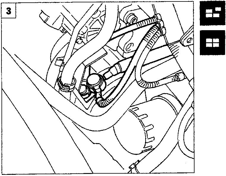 Diagram showing cables connected to the alternator with protective caps.