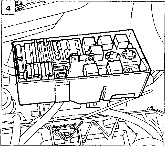 Diagram showing the internal layout of the fuse and relay junction unit.