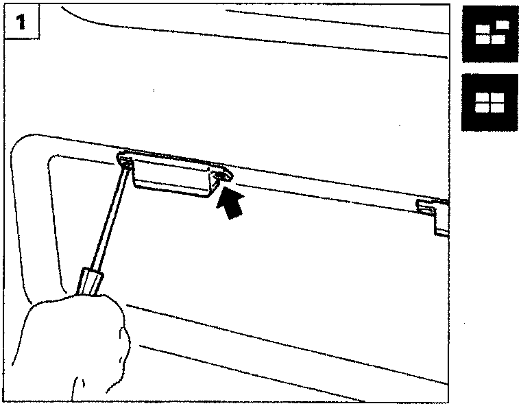 Diagram showing a screwdriver being used to remove the number plate light from its seating on the vehicle body