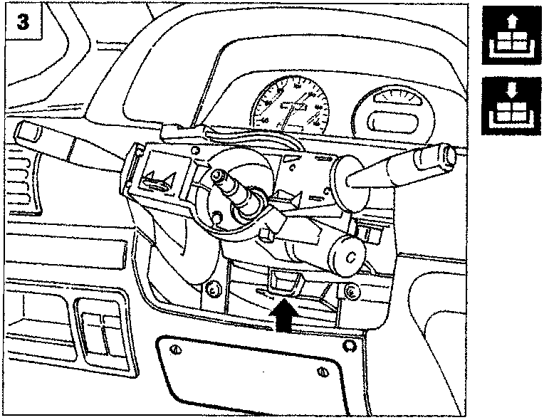 Diagram showing the removal of the steering column bottom shroud and the disconnecting of a connector from the stalk unit assembly
