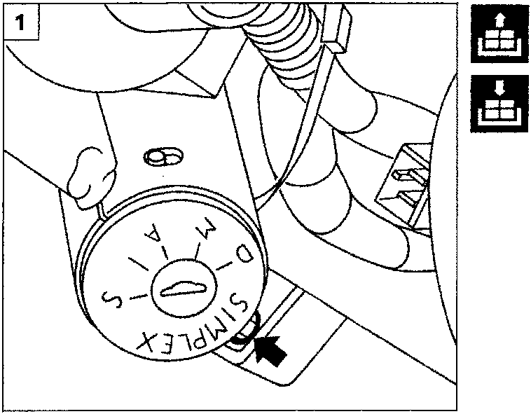 Diagram showing the location of the hexagonal-headed bolt on the ignition switch assembly