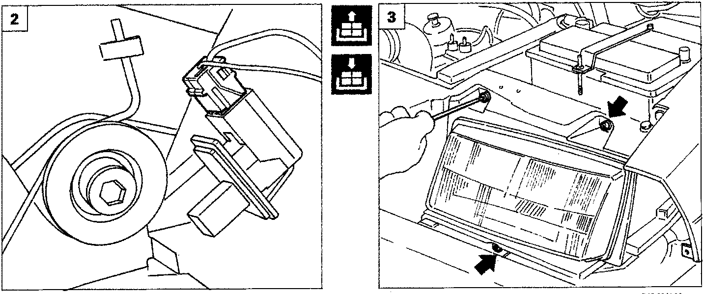 Close-up diagram of the electrical connector for the handbrake warning light control button.