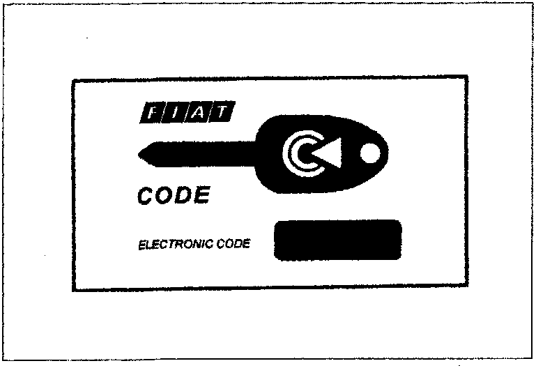 View of card containing access code to Fiat--CODE memory.
