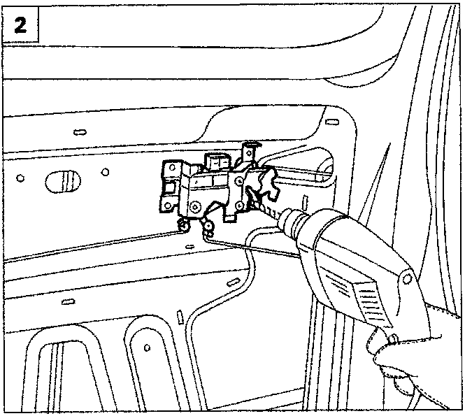 Diagram showing the location of bolts fixing the lock to the door frame