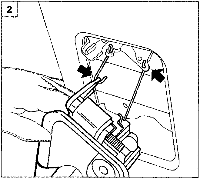 Diagram showing the outer handle and fixing bolts on the rear door