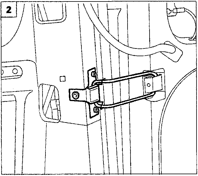 Diagram showing the interior rear pillar area with electrical connectors and wiring