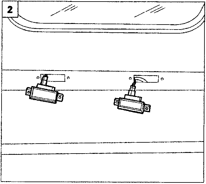 Close-up diagram of two number plate light units mounted on the rear door panel.