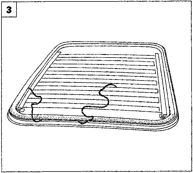 Diagram showing the removed rearscreen trim with heating elements visible