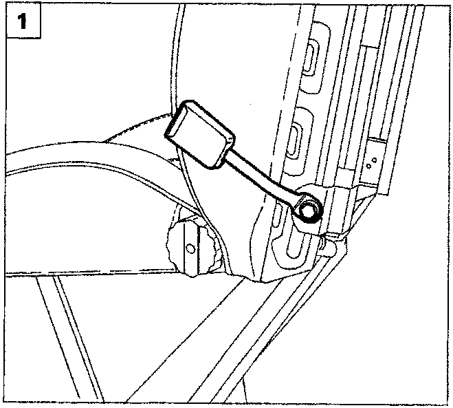 Diagram showing a lever mechanism on the side of a vehicle seat