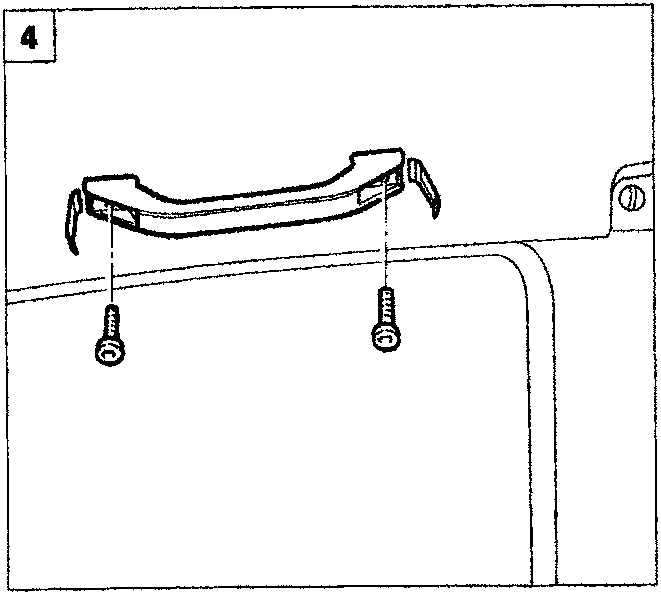 Diagram showing the passenger grab handle and its fixing bolts