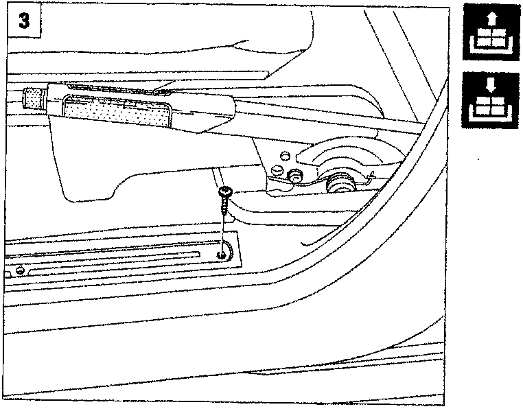 Diagram showing the front running board, lower cover, and centre pillar area where seat belt components are fixed to the floor.