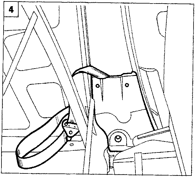 Diagram showing the seat belt housing unit being removed from the centre pillar area.