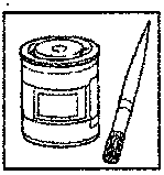 Diagram of a paint can and brush