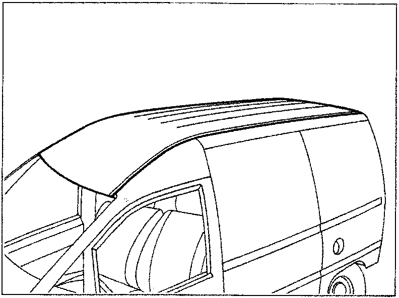 Line drawing showing the roof and upper side of a Scudo van