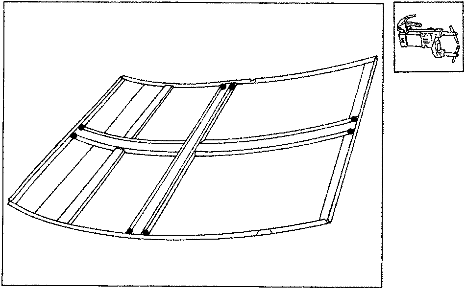 Diagram showing the reinforcement parts welded to the new central side panel. A small icon on the top right depicts a welding tool.