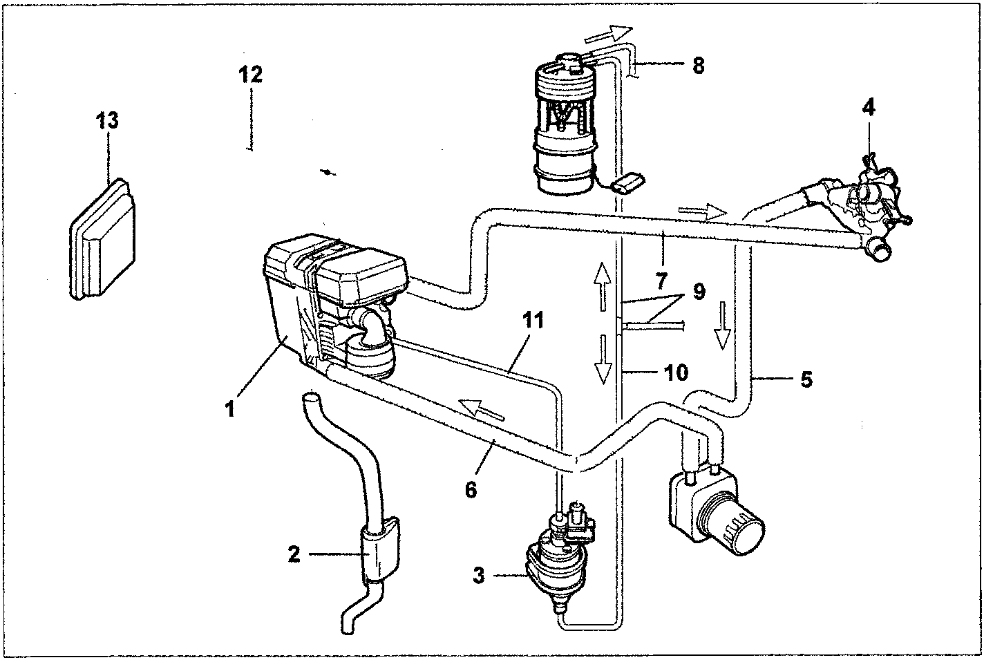 Diagram of the additional heater system showing numbered components including the heater unit, exhaust pipe, fuel metering pump, thermostat unit, and various supply and return pipes.