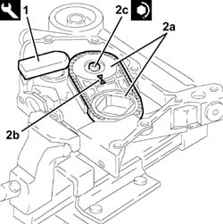 Engine oil pump, removed - check at bench