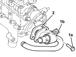 Thermostat - r + r with cylinder head removed