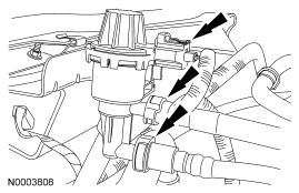 Step 11: Disconnect the evaporative emission (EVAP) canister purge valve.