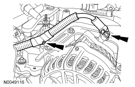 Step 14: Remove the nut and disconnect the generator battery cable.