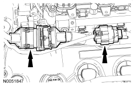 Step 25: Disconnect the 2 engine wiring harness electrical connectors.