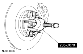 Step 57: Using the special tool, separate the RH halfshaft from the hub.