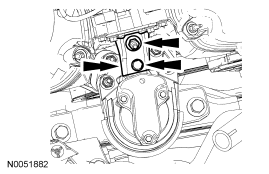Step 65: Remove the nut, bolt and engine mount brace.