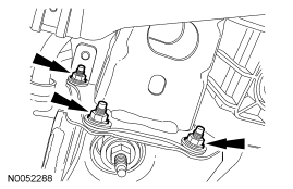Step 48: Remove the 3 RH subframe-to-lower bumper nuts.
