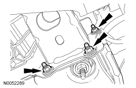 Step 49: Remove the 3 LH subframe-to-lower bumper nuts and separate the lower bumper from the subframe.