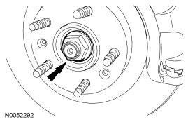 Step 1: Remove and discard the RH front halfshaft nut.
