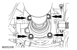 Step 1: Remove the 4 bolts and support the driveshaft with a length of mechanic's wire.
