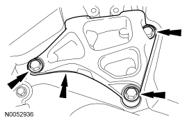 Step 97: Remove the 3 bolts and the engine mount bracket.