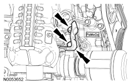 Step 59: Remove the bolt, the nut and the RH catalytic converter support bracket.
