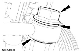 Step 43: Remove and discard the power steering pressure (PSP) tube-to-pump banjo bolt and the 2 seals.