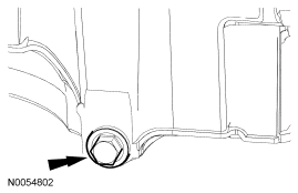 Step 36: Remove the drain plug and drain the engine oil.