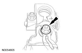 Step 11: Remove the nut and disconnect the power feed from the battery terminal.