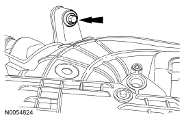 Step 74: Remove the upper intake manifold support bracket bolt.