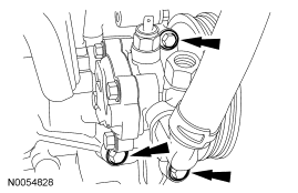 Step 90: Remove the 3 bolts and the power steering pump.