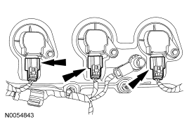 Step 80: Disconnect the 3 RH coil-on-plug electrical connectors.