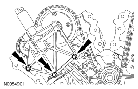 Step 105: Remove the 3 bolts and the RH VCT housing.