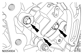 Step 108: Remove the 2 bolts and the primary timing chain tensioner.