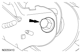 Step 42: Remove the engine roll restrictor-to-subframe through bolt.