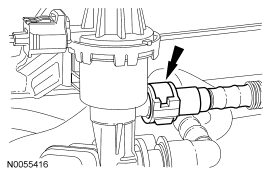 Step 14: Disconnect the upper evaporative emissions (EVAP) tube quick connect coupling from the purge valve. For additio