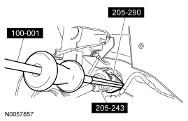 Step 56: Using the special tools, separate the LH halfshaft from the transaxle and support the halfshaft with a length o