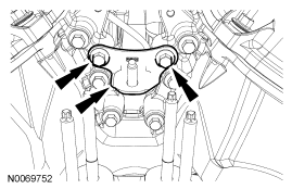 Step 95: Remove the 2 bolts and the engine mount bracket.