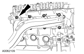 Step 58: Remove the 8 nuts, the 8 studs and the RH exhaust manifold.