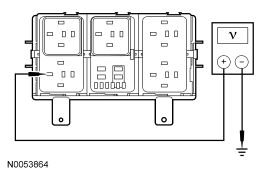 Yes GO to T2 . No VERIFY battery junction box (BJB) fuse 38 (30A) is OK. If OK, 