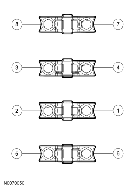 Step 44: Remove the remaining bolts in the sequence shown and remove the remaining RH camshaft bearing caps.
