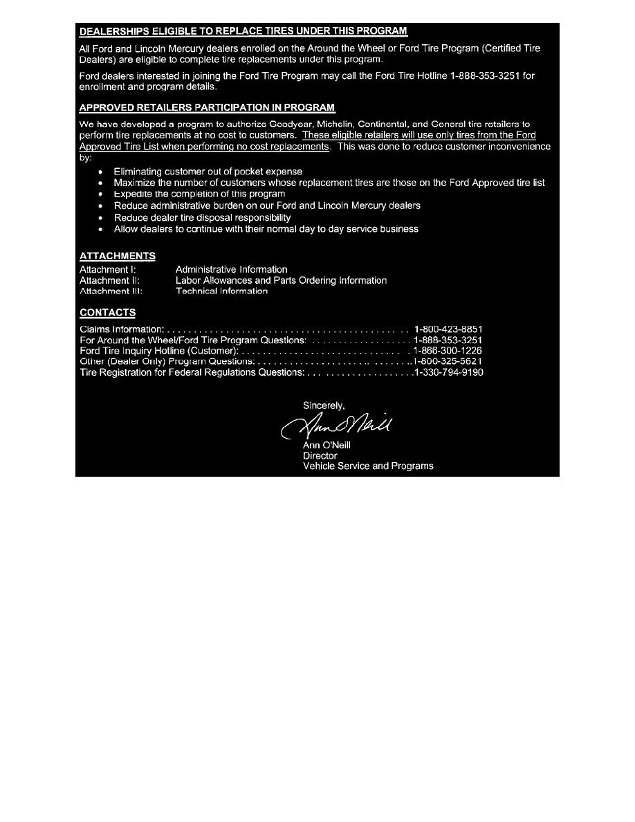 Steering and Suspension > Wheels and Tires > Tires > Component Information > Technical Service Bulletins > Recalls: > 01B77 > Oct > 01 > Recall - Firestone ...